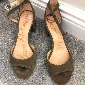 Sam Edelman suede sandals heels olive green Size 9